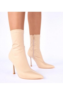 Smėlio spalvos atlasiniai smailianosiai batai iš Loreen