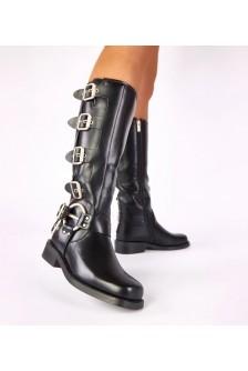 Juodi plokščiapadžiai batai, puošti "Taliba" sagtimis