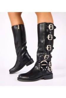 Juodi plokščiapadžiai batai, puošti "Taliba" sagtimis