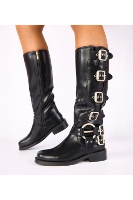 Juodi plokščiapadžiai batai, puošti "Taliba" sagtimis