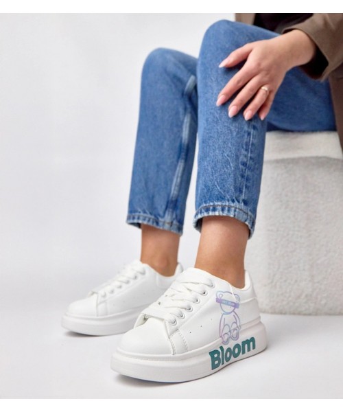 Balti platforminiai sportbačiai su meškiuku Margot