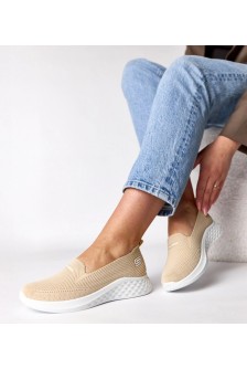 Smėlio spalvos medžiaginės šlepetės "Zoe