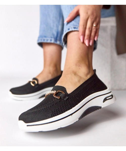 Juodos medžiaginės šlepetės su cirkoniais Gisele