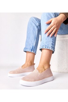 Rausvos spalvos medžiaginės šlepetės su cirkoniais Gabrielle