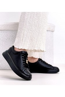 Juodi Odiniai Sneakers Stiliaus Na platformos Cambell