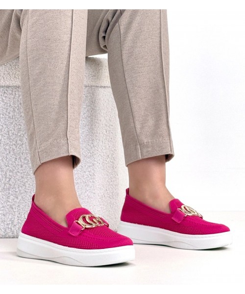 Rožinės spalvos medžiaginės šlepetės su sagtimi Catherine