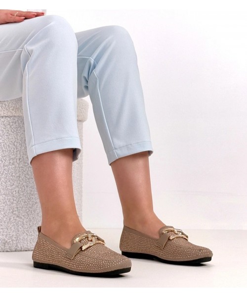 Penelopė Rudos spalvos su cirkoniais ornamentuoti mokasinai