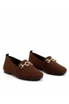 Rudi medžiaginiai mokasinai su auksiniu ornamentu Mathilde