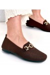 Rudi medžiaginiai mokasinai su auksiniu ornamentu Mathilde