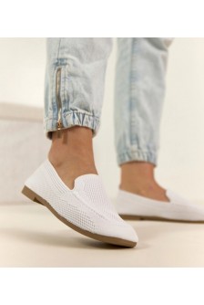 Balti Addison audinio mokasinai