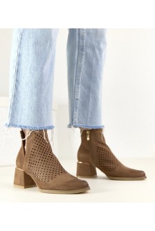 Potocki Rudos spalvos ažūriniai batai su kulniuku