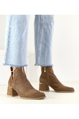 Potocki Rudos spalvos ažūriniai batai su kulniuku