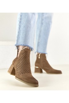 Potocki Rudos spalvos ažūriniai batai su kulniuku