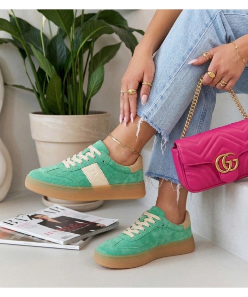 Žalios Spalvos Odiniai Sneakers Stiliaus Na platformos Filippo