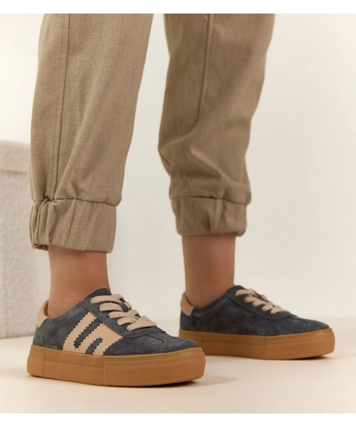 Pilkos spalvos odiniai platforminiai sportbačiai Filippo