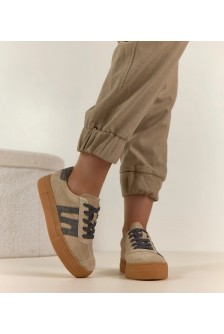 Smėlio spalvos odiniai platforminiai sportbačiai Filippo