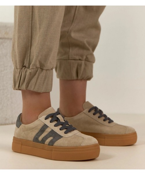 Smėlio spalvos odiniai platforminiai sportbačiai Filippo