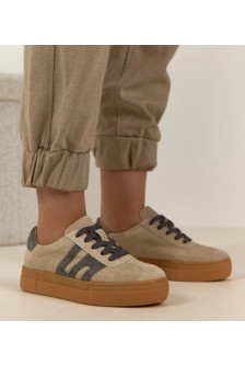 Smėlio Spalvos Odiniai Sneakers Stiliaus Na platformos Filippo