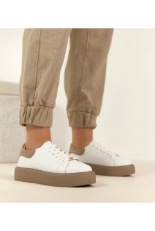 Balti odiniai platforminiai sportbačiai iš Filippo