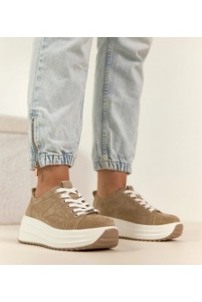 Smėlio spalvos odiniai platforminiai sportbačiai Filippo