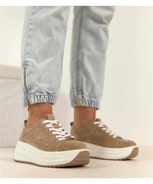 Smėlio spalvos odiniai platforminiai sportbačiai Filippo