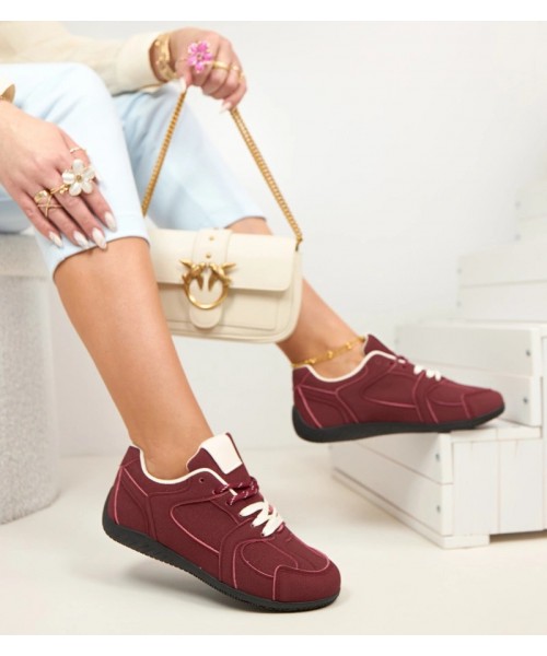 Bordowe Sneakers Stiliaus Laisvalaikio batai Damskie Amaryllis