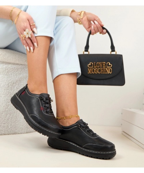 Juodi ažūriniai Solenoid Slide-On batai