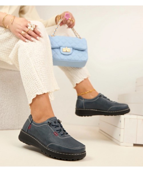 Jūrinės mėlynos spalvos "Solenne" ažūriniai bateliai