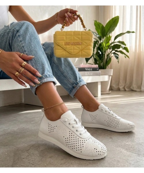 Biała Sneakers Stiliaus Laisvalaikio batai Ažūriniai Elowen