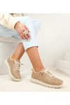 Smėlio Spalvos Ažūriniai Įsispiriamos Sneakersy SIone