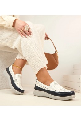 Baltos ir tamsiai mėlynos spalvos ažūriniai bateliai "Aurelle