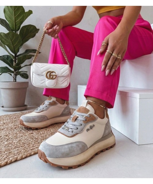 Smėlio Spalvos Odiniai Sneakers Stiliaus Na platformos Filippo