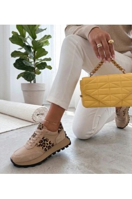 Smėlio Spalvos Odiniai Sneakers Stiliaus Na platformos Filippo