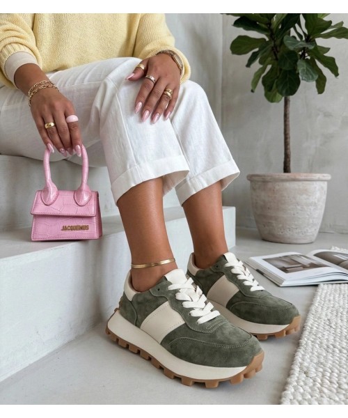 Žalios Spalvos Odiniai Sneakers Stiliaus Na platformos Filippo