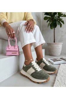 Žalios spalvos odiniai platforminiai sportbačiai Filippo