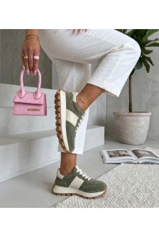 Žalios spalvos odiniai platforminiai sportbačiai Filippo