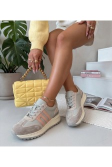 Pilkos spalvos odiniai platforminiai sportbačiai Filippo