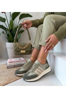 Žalios spalvos odiniai platforminiai sportbačiai Filippo