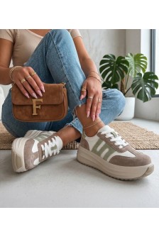 Smėlio Spalvos Odiniai Sneakers Stiliaus Na platformos Filippo