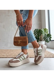 Smėlio Spalvos Odiniai Sneakers Stiliaus Na platformos Filippo