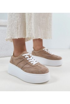 Smėlio spalvos odiniai platforminiai sportbačiai Cambell