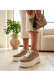 Smėlio spalvos odiniai platforminiai sportbačiai Cambell