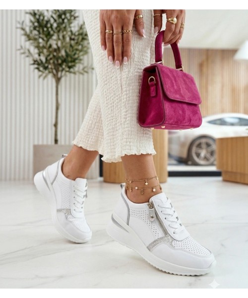 Balti odiniai "Cambell" nėriniuoti sportbačiai