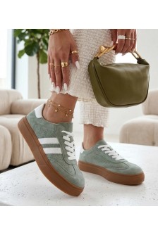 Žalios spalvos odiniai platforminiai sportbačiai Cambell