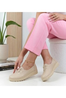 Smėlio spalvos "Genevie" žemakulniai bateliai suvarstomi į apačią