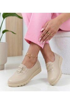 Smėlio spalvos "Genevie" žemakulniai bateliai suvarstomi į apačią