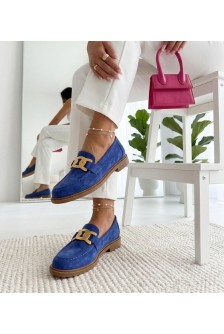 Mėlyni mokasinai su dekoratyvine sagtimi Leopoldine