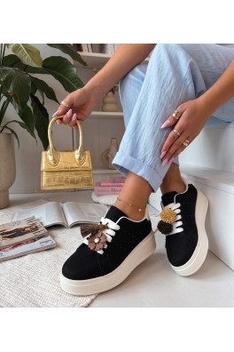 Juodi „Sneakers“ stiliaus bateliai su platforma „Oktawia“