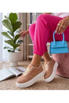 Smėlio Spalvos Sneakers Stiliaus Na platformos Su Cyrkoniami Aurora