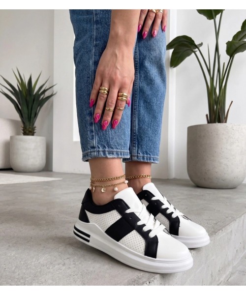 Balti-Juodi Sneakers Stiliaus Perforowane Sophia